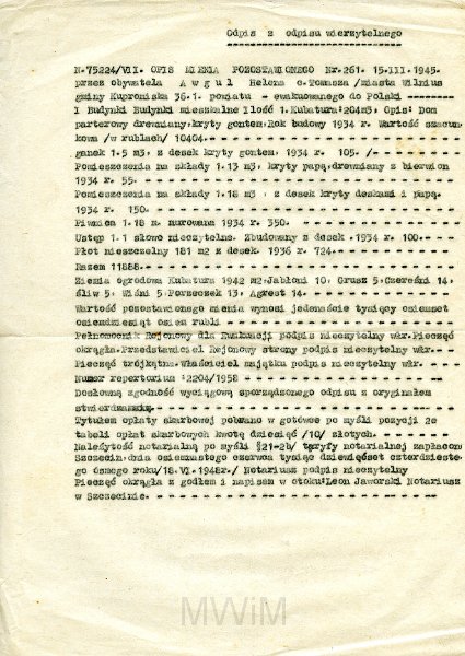 KKE 5793.jpg - Dok. Odpis z odpisu wierzytelnego aktu notarialnego notariusza Leona Jaworskiego dotyczący pozostawionego mienia w Wilnie w 1945 r., Szczecin, 18 VI 1948 r. Notariusz: Leon Jaworski.